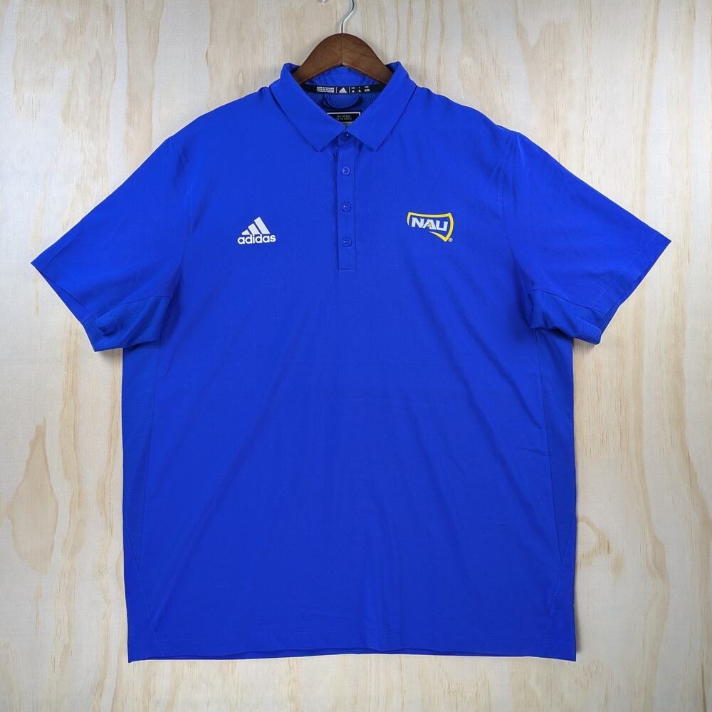 Adidas Men's XL NAU Lumberjacks Stadium Coaches Polo Shirt Royal Blue